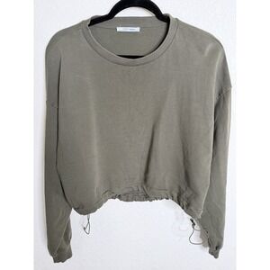Zara Crop Sweatshirt L Green Drawstring Long Sleeve Fall Autumn‎